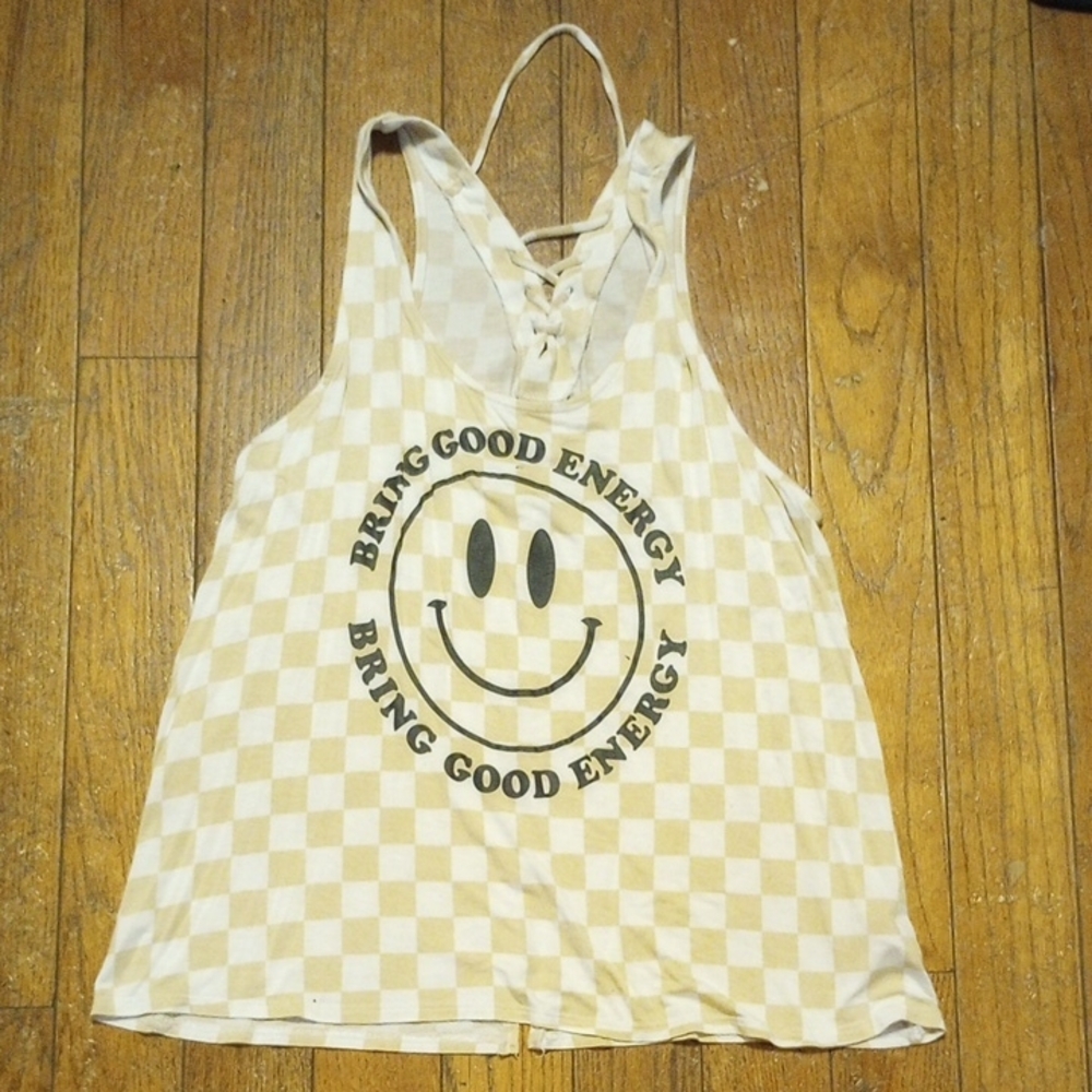 No Boundaries Yellow Checkered Tank Top
